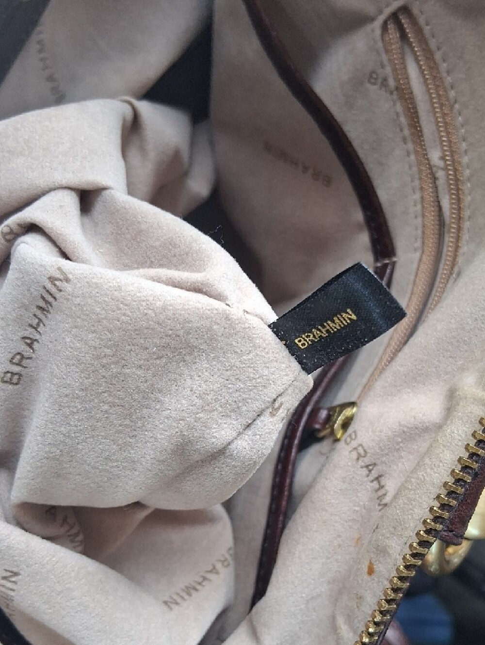 Brahmin Quilted Brown/Mahongony Leather Tote Bag with Gold Hardware - Picture 2 of 4
